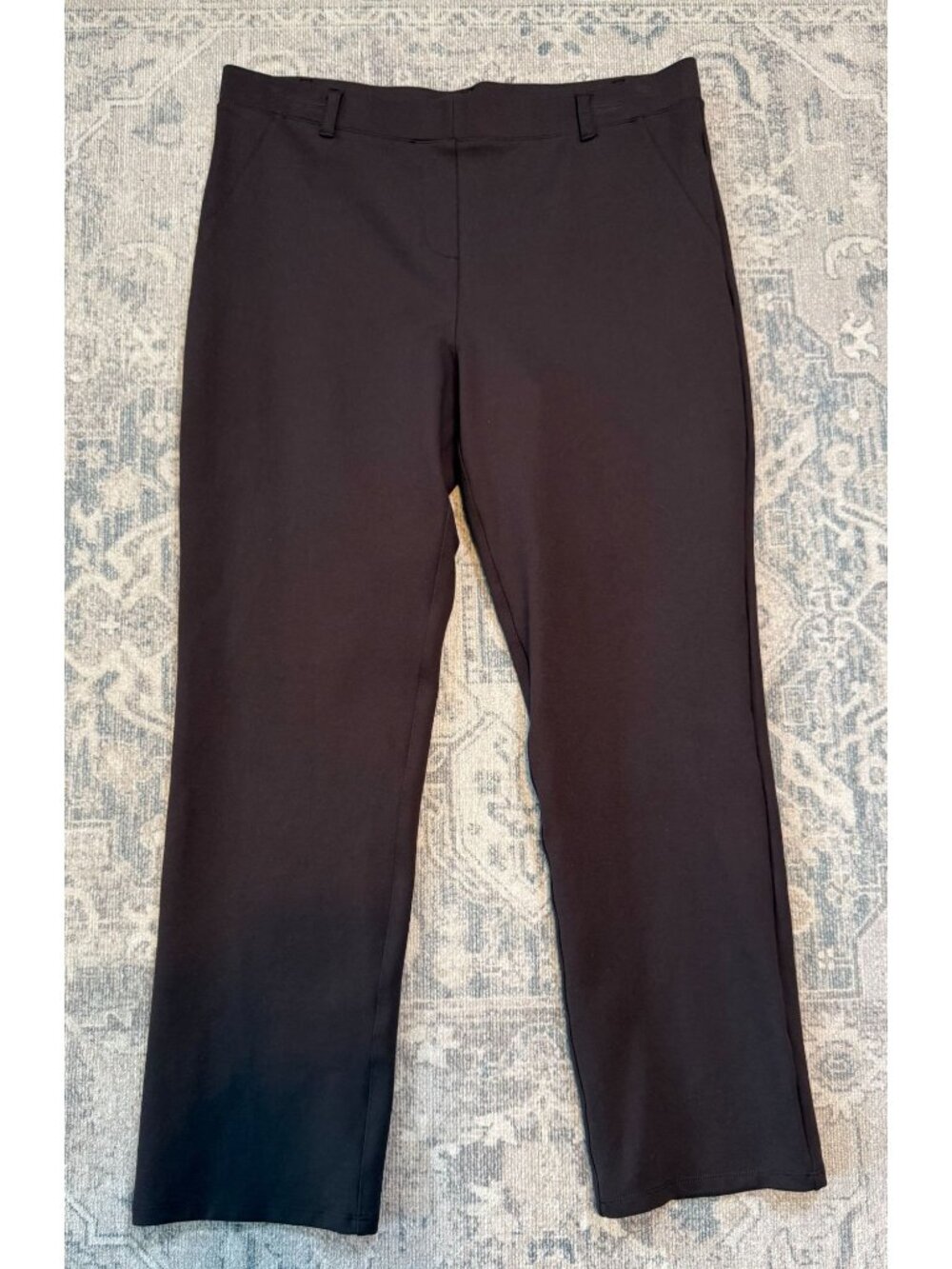 Quince Women's Ultra Stretch Ponte Straight Leg Brown Pants Large Petite Office